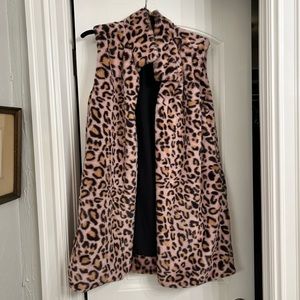 Blush pink cheetah faux fur vest